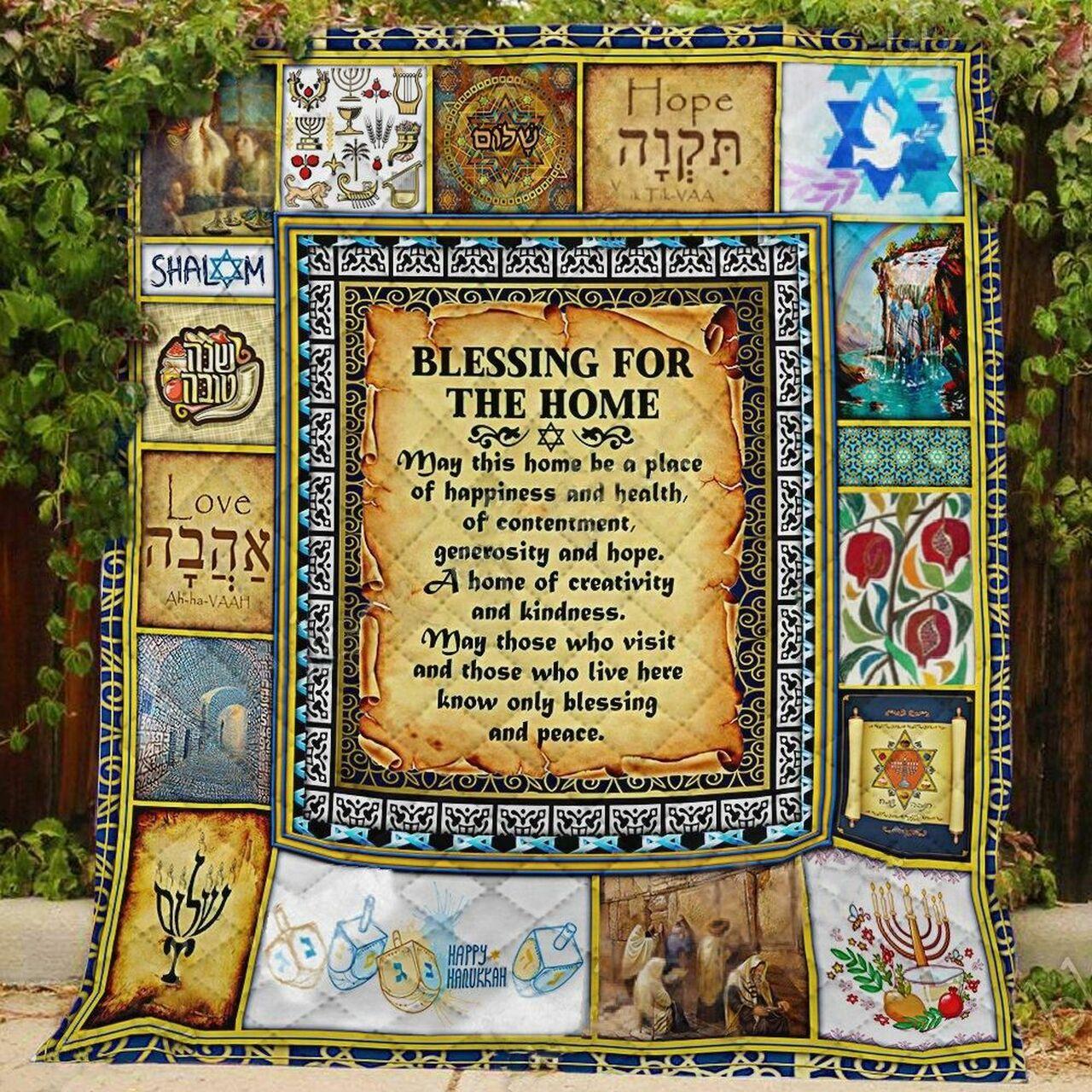 Jewish House Blessing For The Home Quilt Blanket Great Customized Blanket Gifts For Birthday Christmas Thanksgiving and Home Decor