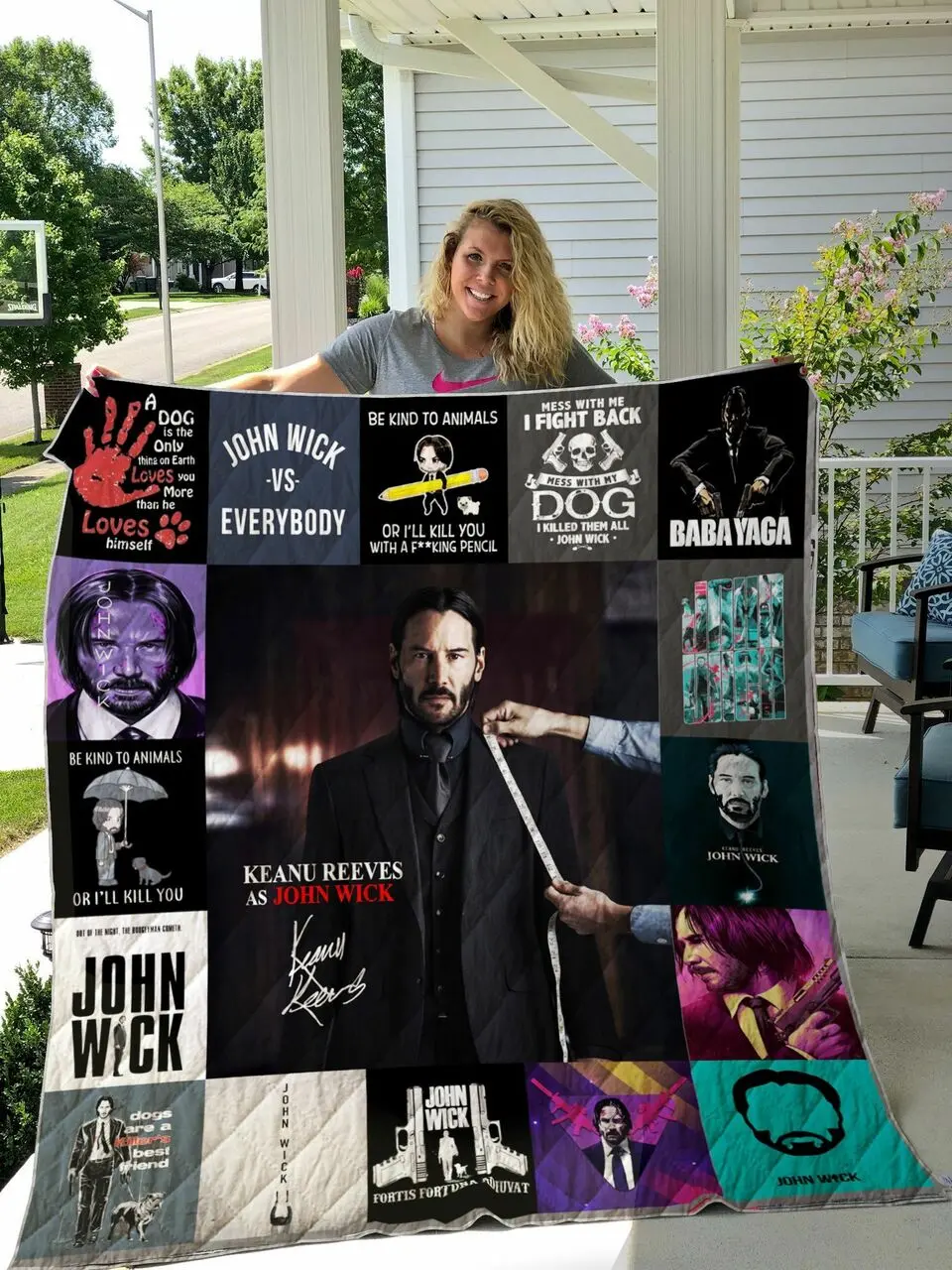 John Wick Quilt Blanket For Fans Ver 17 2 and Home Decor