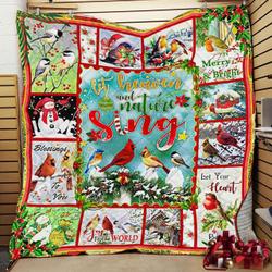 Joy To The World Christmas Birds Quilt Ogq and Home Decor