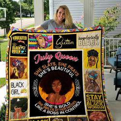 July Black Women She Smiles At Her Haters Quilt Blanket Great Customized Gifts For Birthday Christmas Thanksgiving Perfect Gifts For Black Daughter Girlfriend Wife and Home Decor