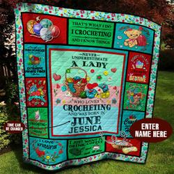 June Crocheting Personalized Quilt Blanket Bbb050633Mh and Home Decor