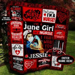 June Nurse Wp Personalized Name Quilt bj and Home Decor