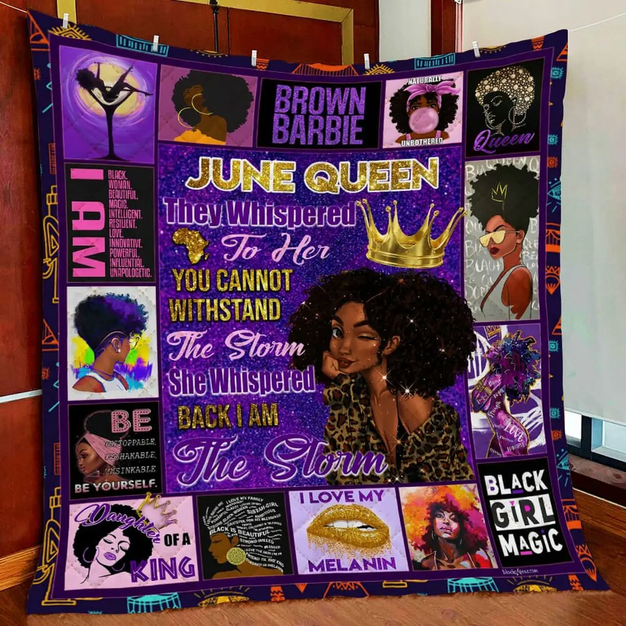June Queen I Am The Storm Quilt Blanket and Home Decor