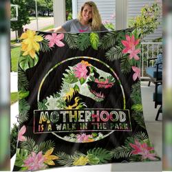 Jurassic Mom Motherhood Is Walk In The Park Quilt and Home Decor