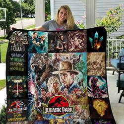 Jurassic Park Poster Quilt Blanket and Home Decor