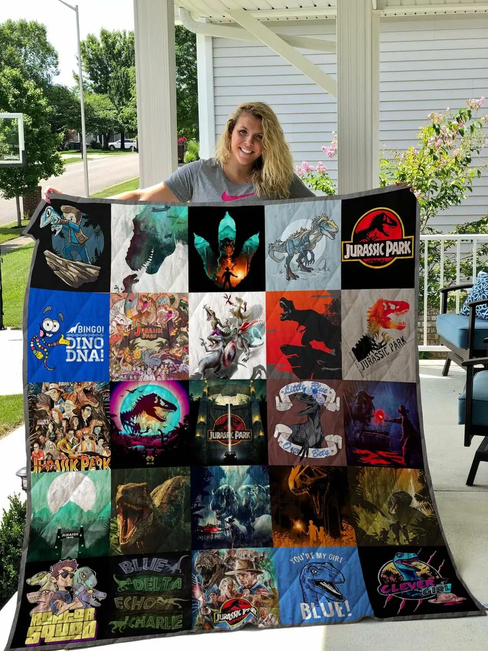 Jurassic Park T-Shirt Quilt Blanket and Home Decor