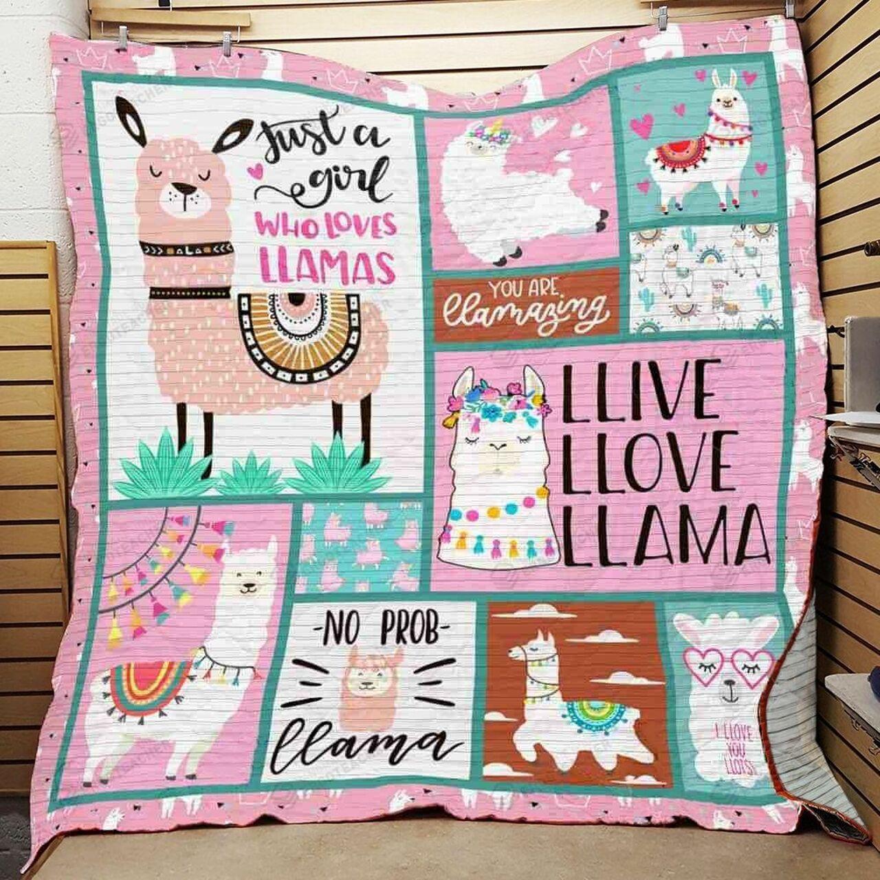 Just A Girl Who Loves Llamas Quilt Blanket Great Customized Blanket Gifts For Birthday Christmas Thanksgiving and Home Decor