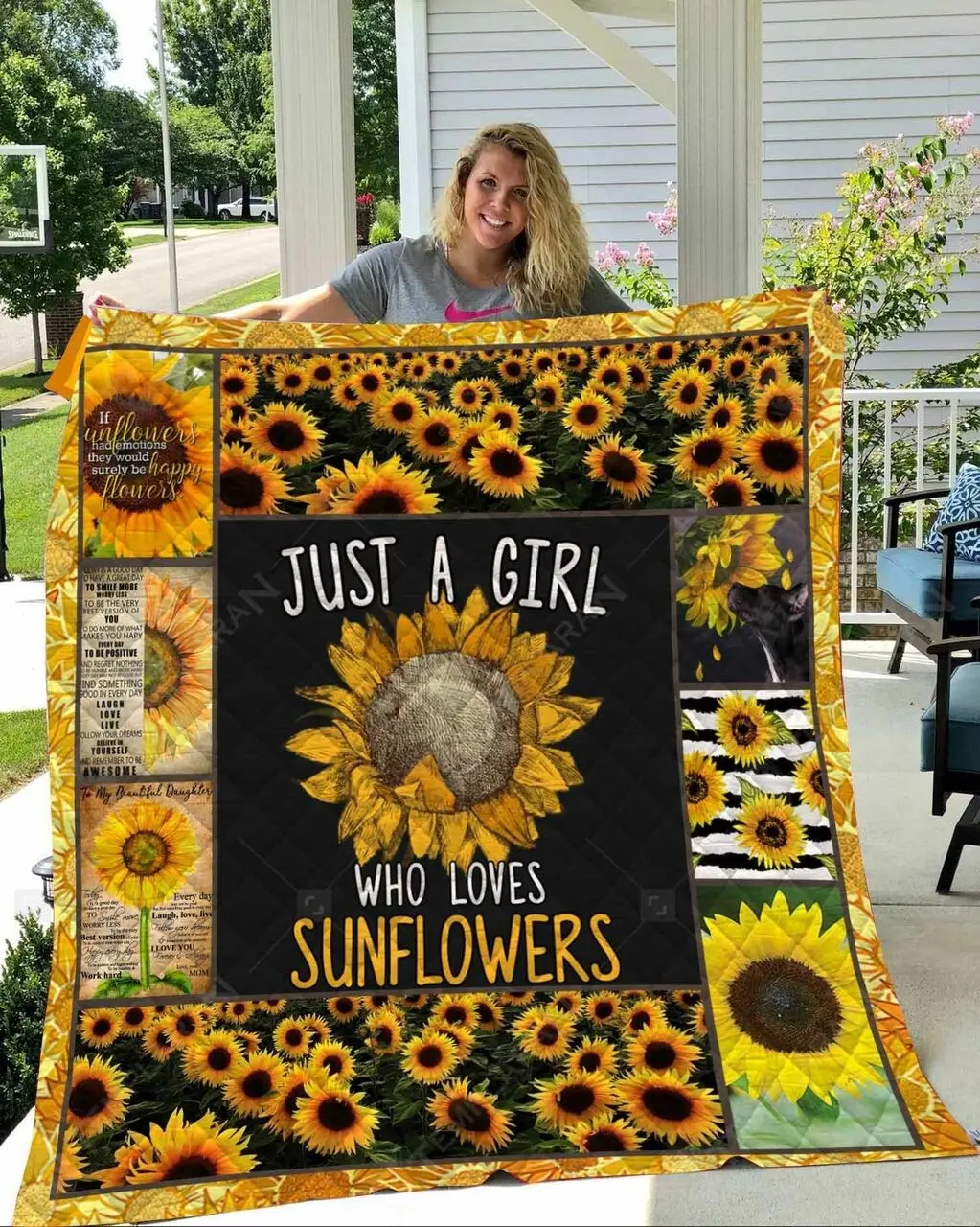 Just A Girl Who Loves Sunflower Quilt Jdj and Home Decor