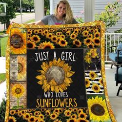 Just A Girl Who Loves Sunflower Quilt Jdj and Home Decor