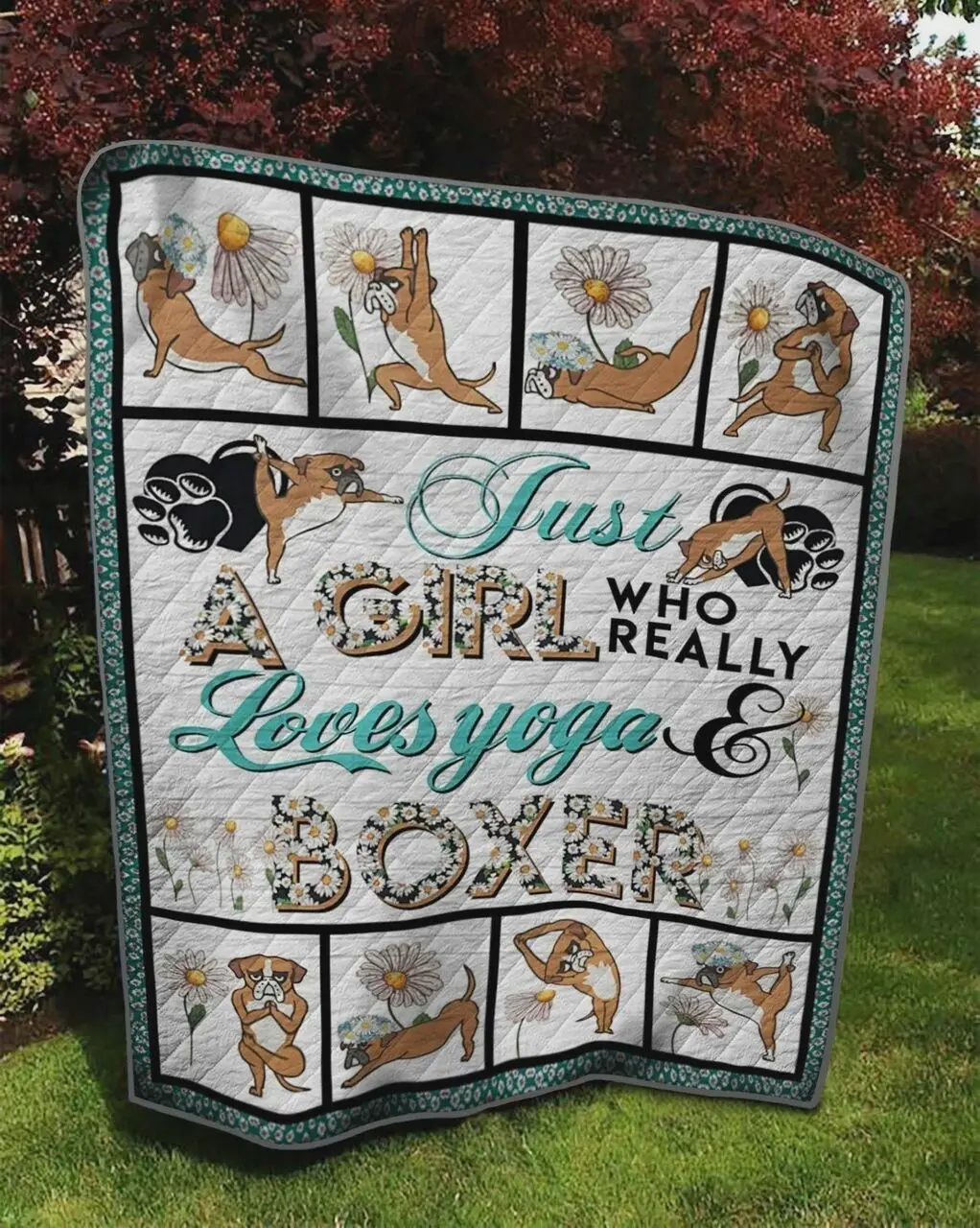 Just A Girl Who Really Loves Yoga And Boxer Quilt Blanket Great Customized Blanket Gifts For Birthday Christmas Thanksgiving and Home Decor