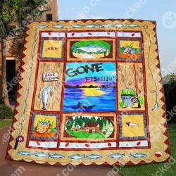 Just Gone Fishing Quilt Blanket Bn14  Quilt and Home Decor