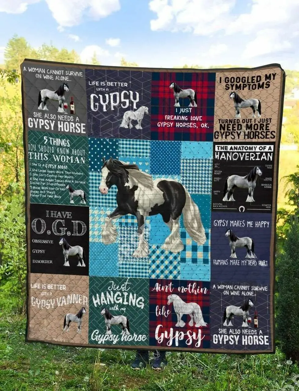 Just Hanging With Gypsy Horse Quilt Blanket Great Customized Gifts For Birthday Christmas Thanksgiving Perfect Gifts For Horse Lover and Home Decor