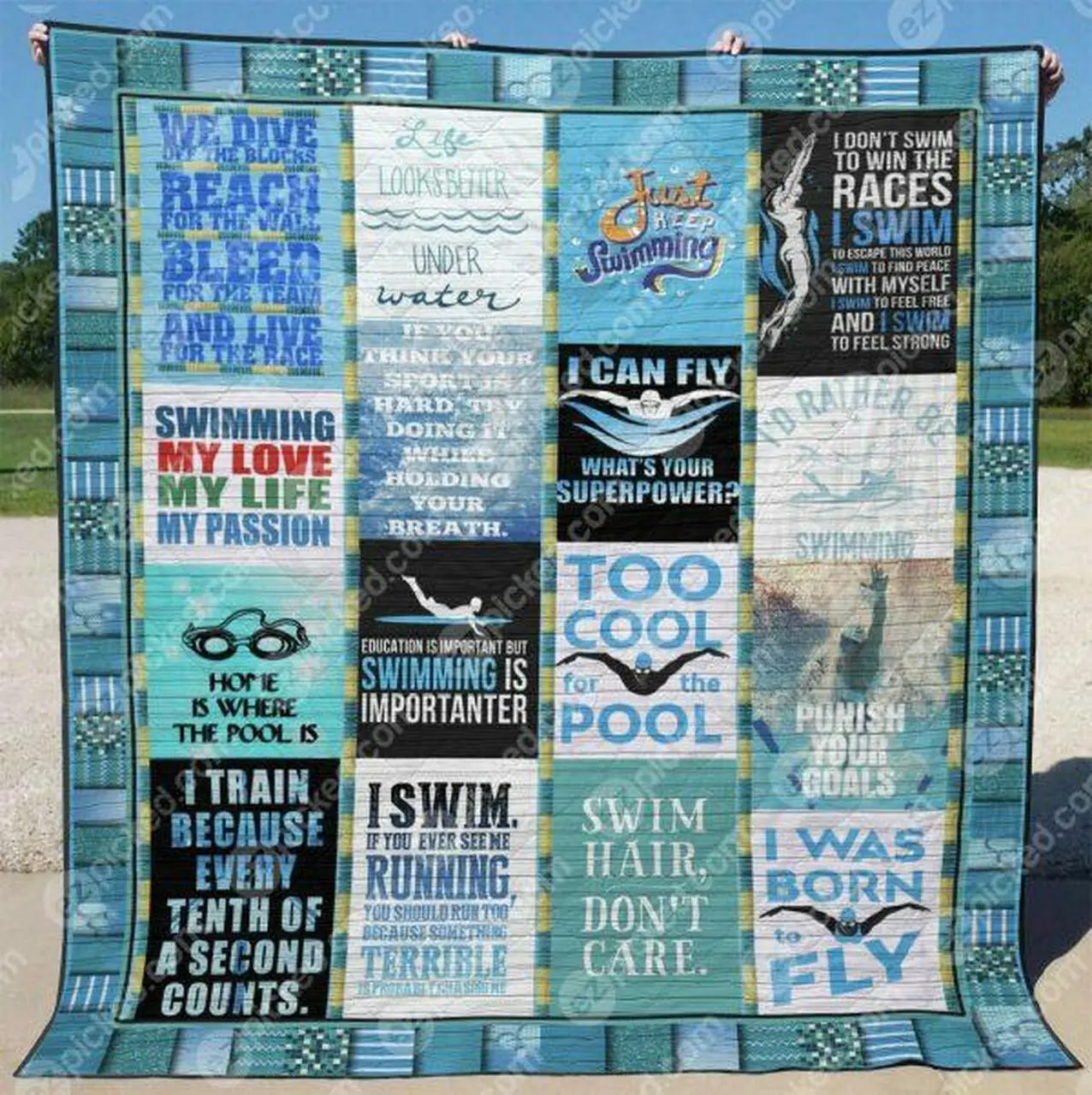 Just Keep Swimming Quilt Blanket Yct8 Quilt and Home Decor