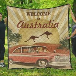 Kangaroo Welcome To Australia Quilt Blanket Great Customized Blanket Gifts For Birthday Christmas Thanksgiving and Home Decor