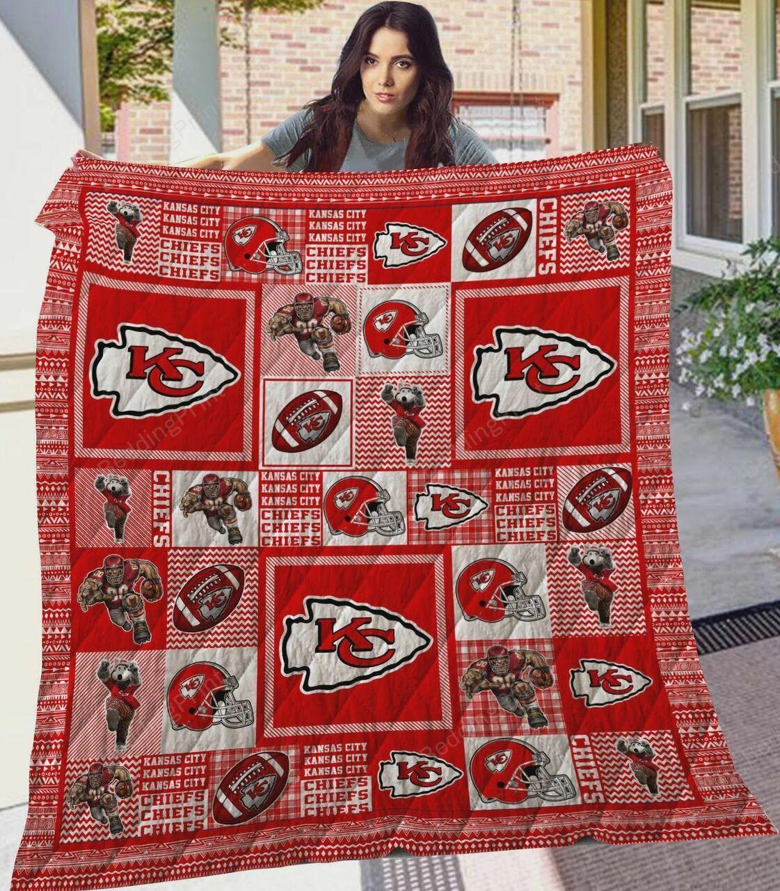 Kansas City Chiefs Quilt Blanket 09 Nfl Football Family Fan Gift Idea For Fans For Him For Her and Home Decor