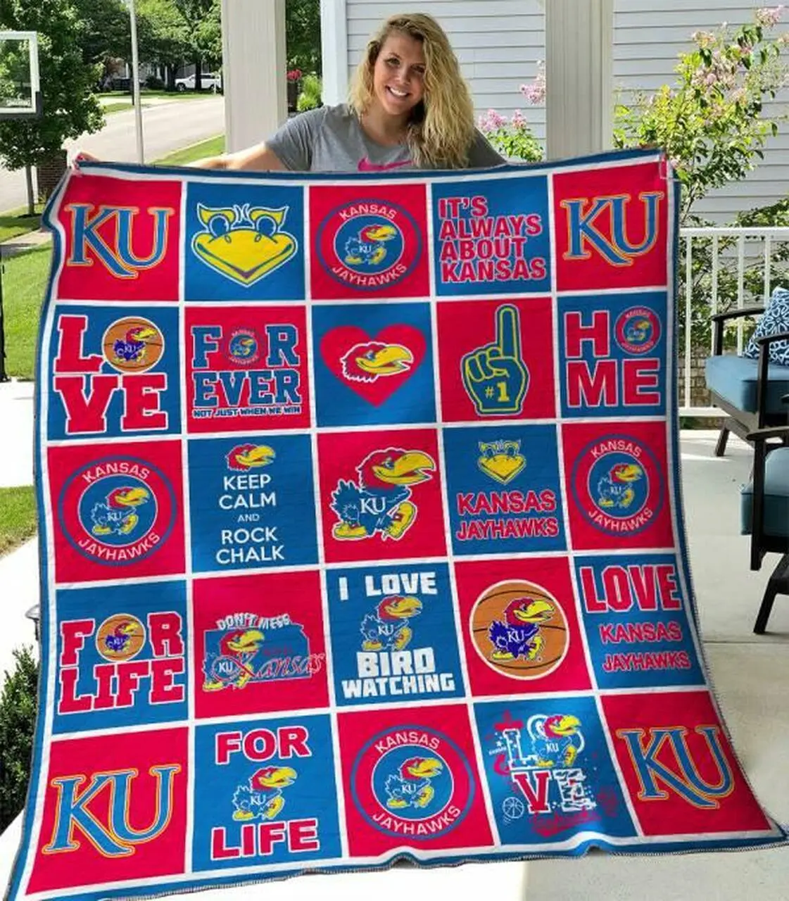 Kansas Jayhawks Quilt Blanket B100608 Quilt and Home Decor
