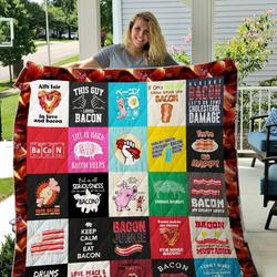 Keep Calm And Eat Bacon Quilt Blanket Great Customized Blanket Gifts For Birthday Christmas Thanksgiving and Home Decor