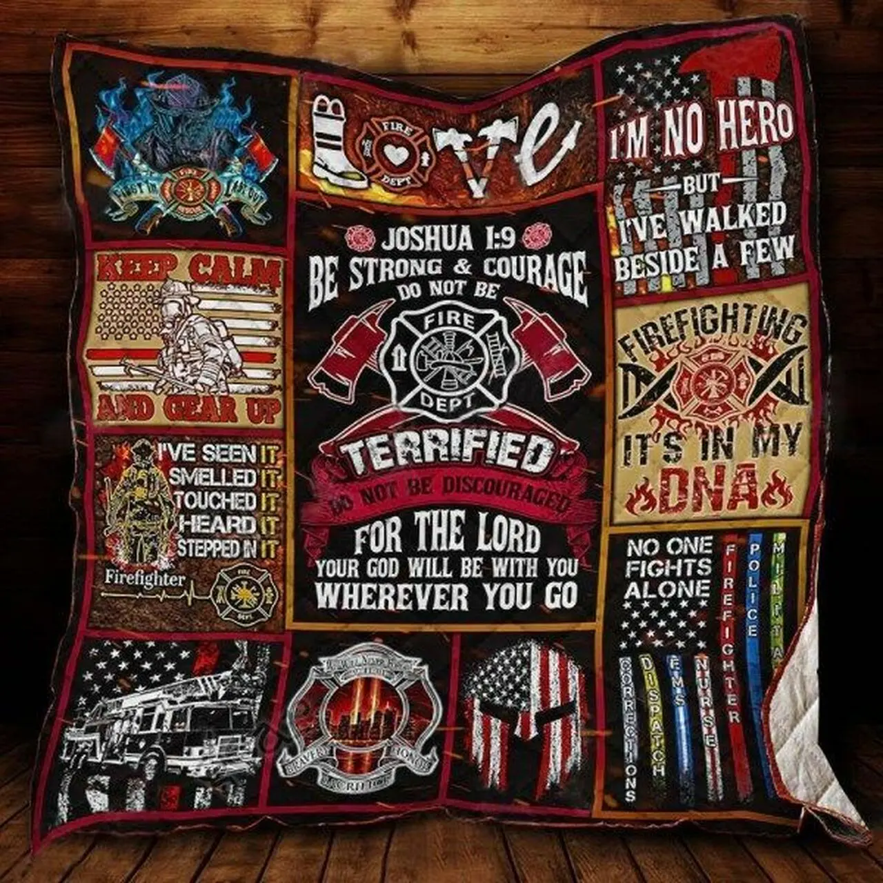 Keep Calm And Gear Up Firefighter Quilt Blanket Great Customized Blanket Gifts For Birthday Christmas Thanksgiving and Home Decor