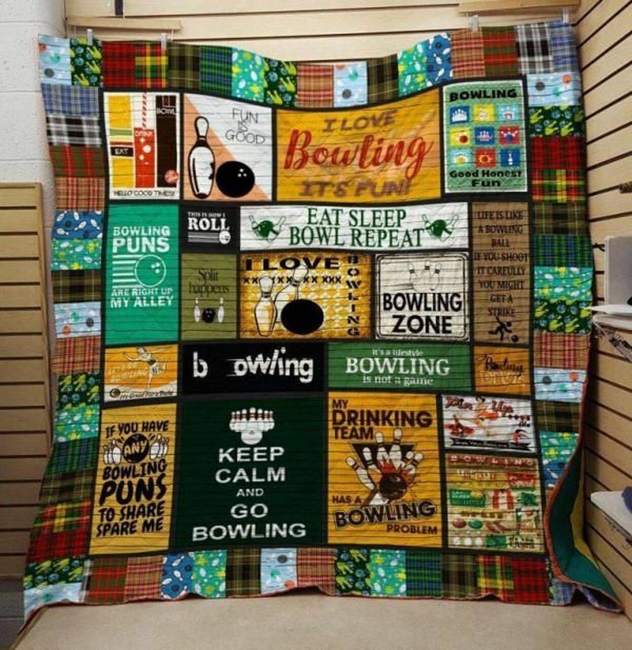 Keep Calm And Go Bowling Quilt Blanket Great Customized Blanket Gifts For Birthday Christmas Thanksgiving and Home Decor