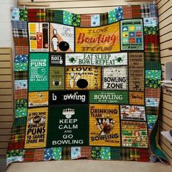 Keep Calm And Go Bowling Quilt Blanket Great Customized Blanket Gifts For Birthday Christmas Thanksgiving and Home Decor
