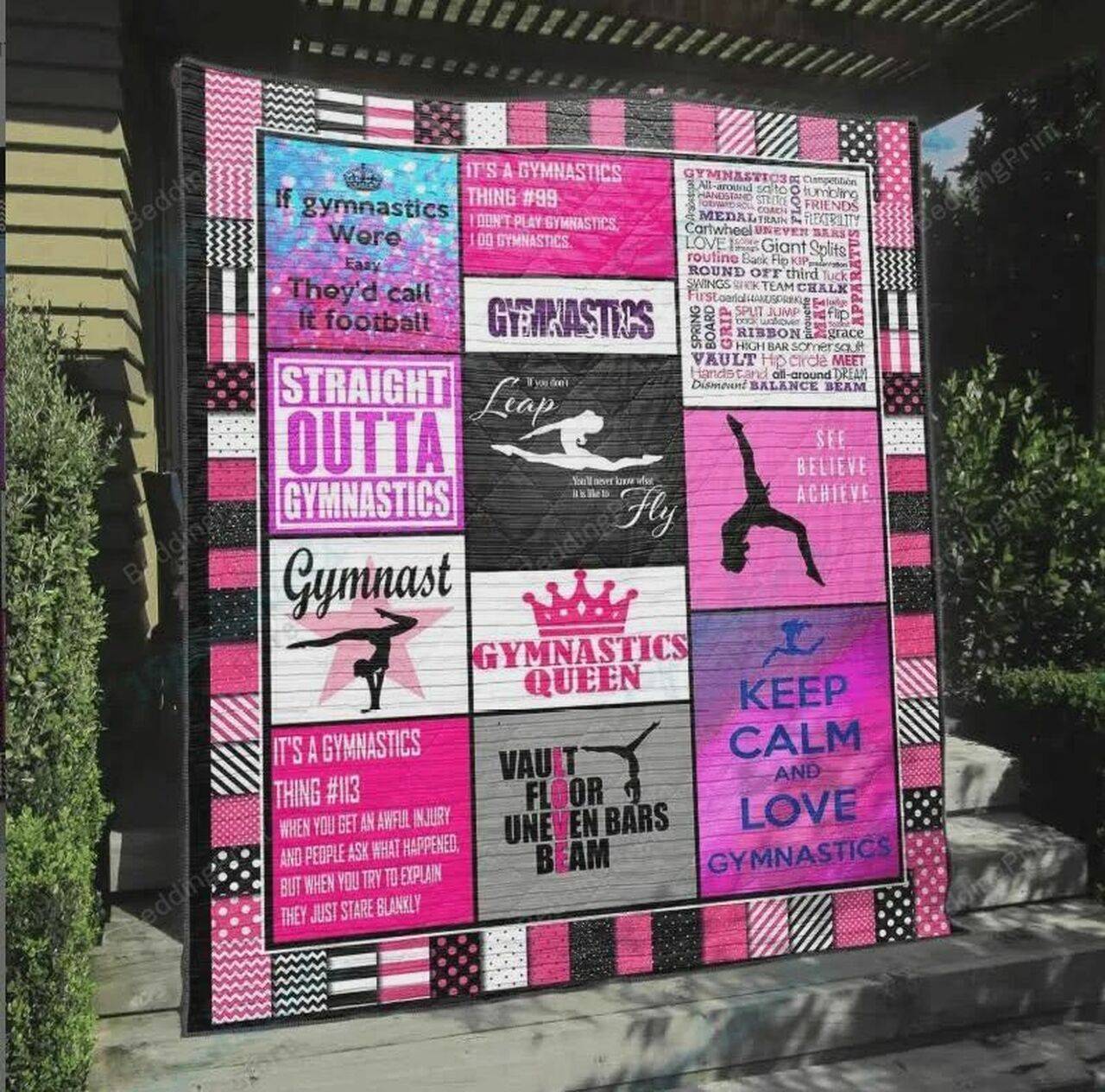 Keep Calm And Love Gymnastics Quilt Blanket Great Customized Blanket Gifts For Birthday Christmas Thanksgiving and Home Decor