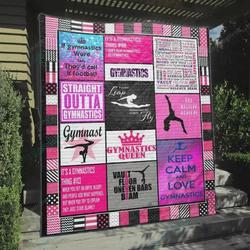 Keep Calm And Love Gymnastics Quilt Blanket Great Customized Blanket Gifts For Birthday Christmas Thanksgiving and Home Decor