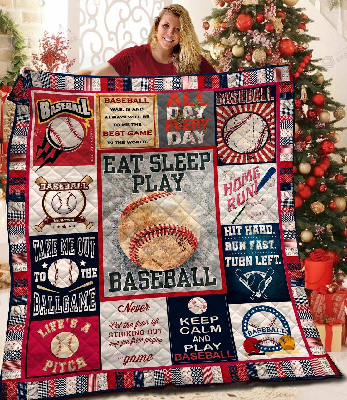 Keep Calm And Play Baseball Quilt Blanket Great Customized Blanket Gifts For Birthday Christmas Thanksgiving and Home Decor