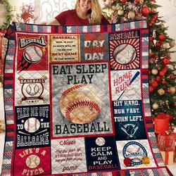 Keep Calm And Play Baseball Quilt Blanket Great Customized Blanket Gifts For Birthday Christmas Thanksgiving and Home Decor