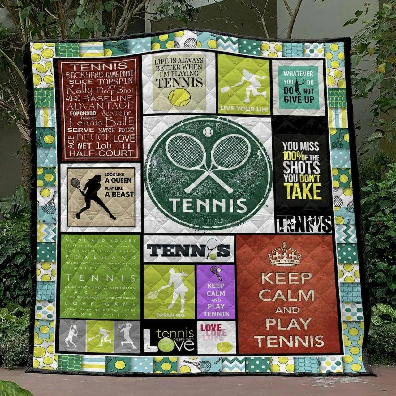 Keep Calm And Play Tennis 210520 Quilt Blanket and Home Decor