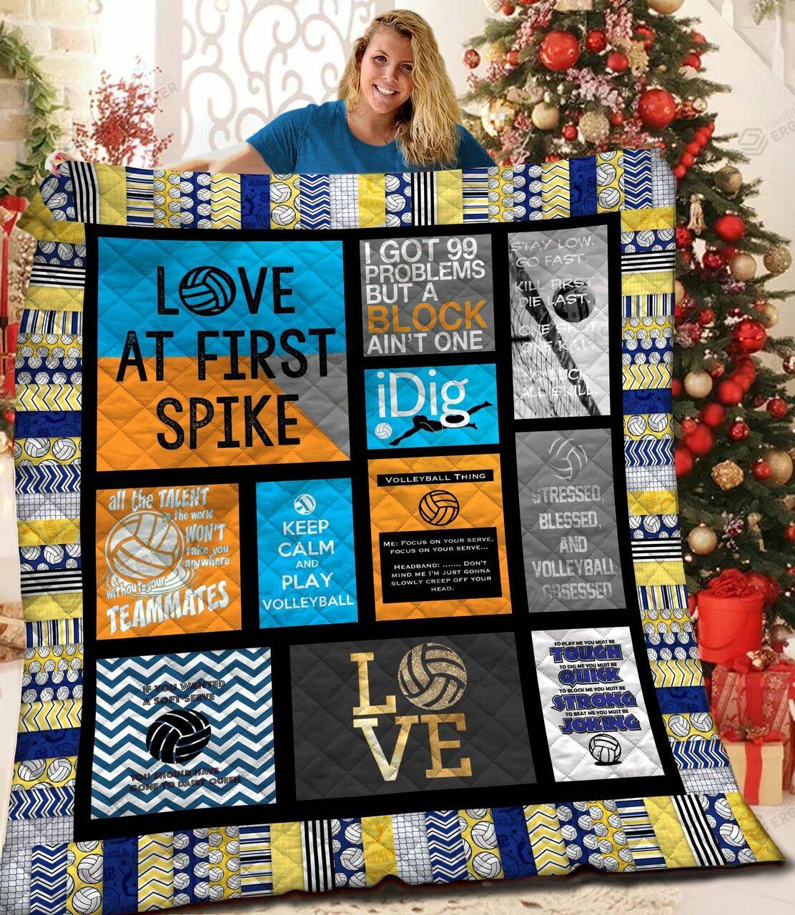 Keep Calm And Play Volleyball Quilt Blanket Great Customized Blanket Gifts For Birthday Christmas Thanksgiving and Home Decor