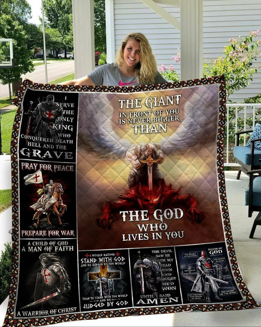 Knight Templar The Giant Is Never Bigger Than The God 3D Clh0811222Q Quilt Blanket and Home Decor