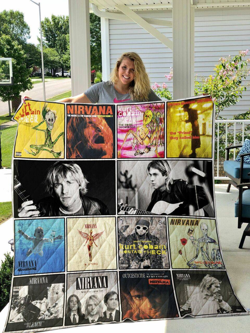Kurt Cobain Quilt Blanket and Home Decor