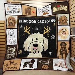 Labradoodle Reindood Crossing Quilt Blanket Great Customized Blanket Gifts For Birthday Christmas Thanksgiving and Home Decor