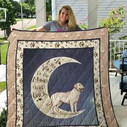 Labrador I Love You To The Moon And Back Quilt Blanket Great Customized Blanket Gifts For Birthday Christmas Thanksgiving and Home Decor