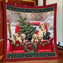 Labrador Retriever Christmas Car - Quilt Blanket and Home Decor