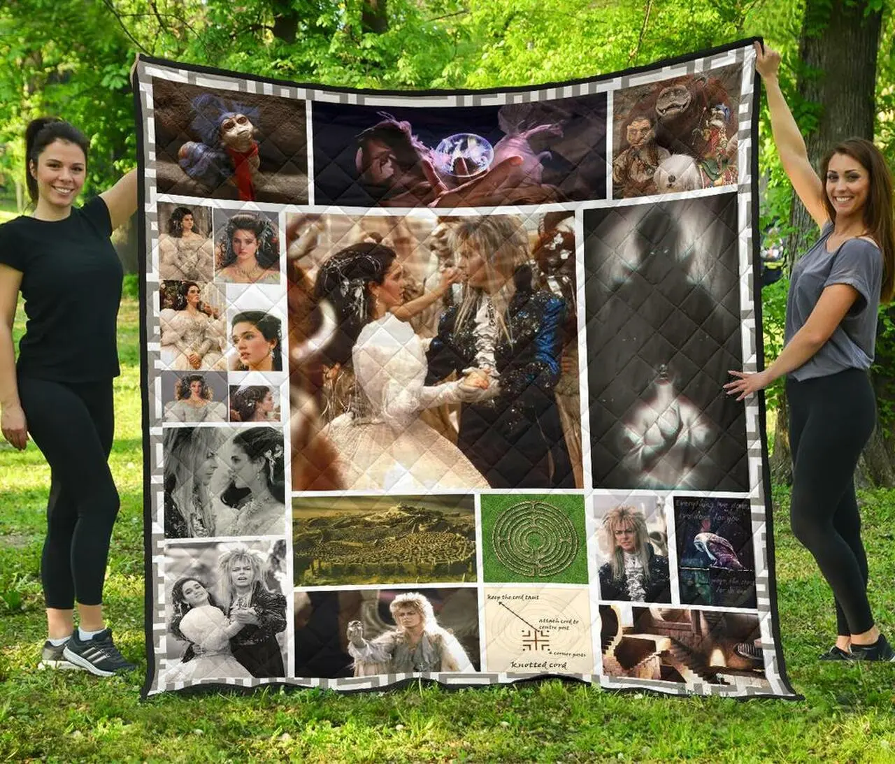 Labyrinth Black Premium Quilt Blanket Quilt and Home Decor