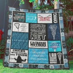 Lacrosse Behind Every Good Goalie Is An Empty Net Quilt Blanket Great Customized Blanket Gifts For Birthday Christmas Thanksgiving and Home Decor