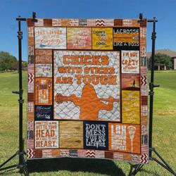 Lacrosse Chicks With Sticks Are Tough Quilt Blanket Great Customized Blanket Gifts For Birthday Christmas Thanksgiving and Home Decor