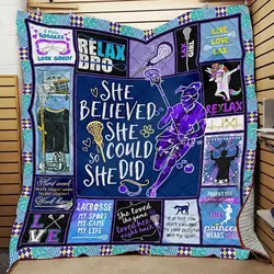 Lacrosse She Believed She Could So She Did Quilt Blanket Great Customized Blanket Gifts For Birthday Christmas Thanksgiving and Home Decor