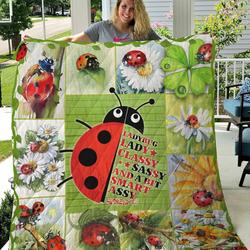Ladybug Lady Classy Sassy And A Bit Smart Assy Quilt Blanket Great Customized Blanket Gifts For Birthday Christmas Thanksgiving and Home Decor