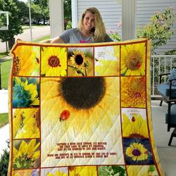 Ladybugs And Sunflowers Quilt Blanket and Home Decor
