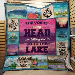 Lake Camp The Voices In My Head Are Telling Me To Go To The Lake Quilt Blanket Great Customized Blanket Gifts For Birthday Christmas Thanksgiving and Home Decor