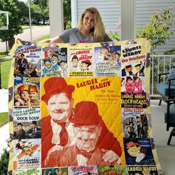 Laurel And Hardy Style 2 Quilt Blanket and Home Decor