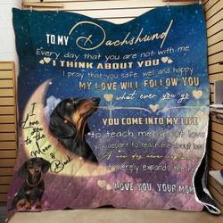 LDachshund Moon Back 3D Customized Quilt and Home Decor