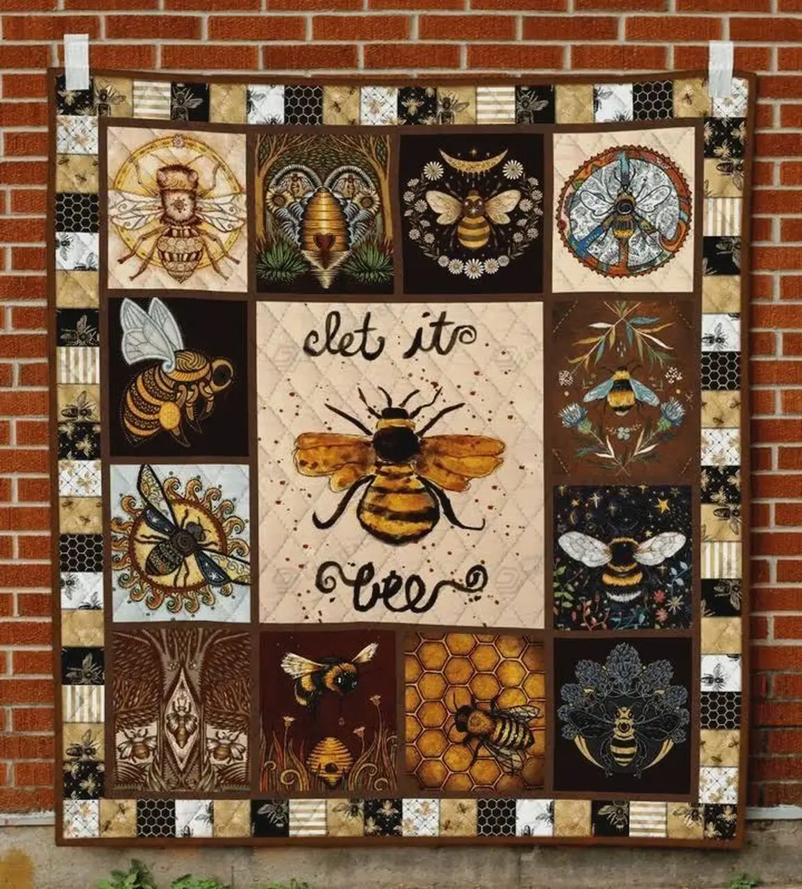 Let It Bee Quilt Blanket Great Customized Blanket Gifts For Birthday Christmas Thanksgiving and Home Decor