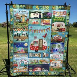 Let S Go Camping Quilt Blanket Yct8  Quilt and Home Decor
