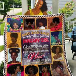 Let There Be January Girl Heart TH2309310CL Quilt Blanket and Home Decor