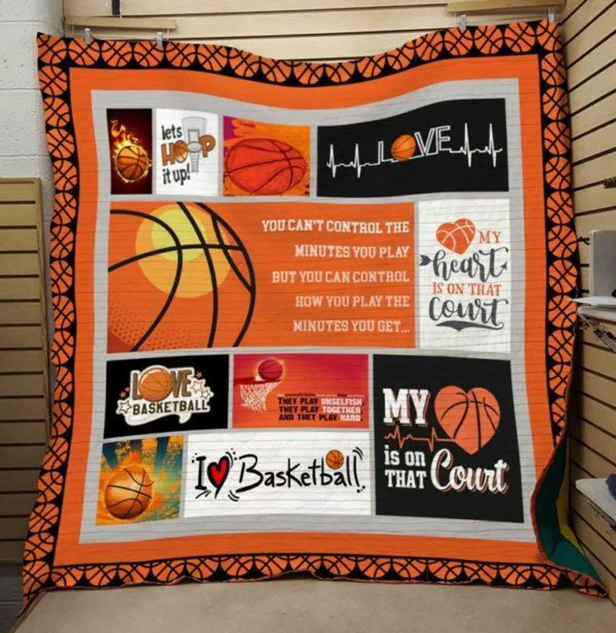 Lets Hope It Up Basketball Quilt Blanket Quilt and Home Decor