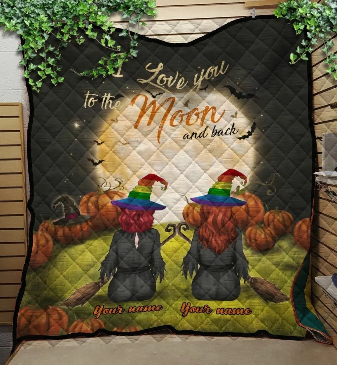 Lgbt Couple Halloween I Love You To The Moon And Back Quilt Blanket Great Customized Blanket Gifts For Birthday Christmas Thanksgiving and Home Decor