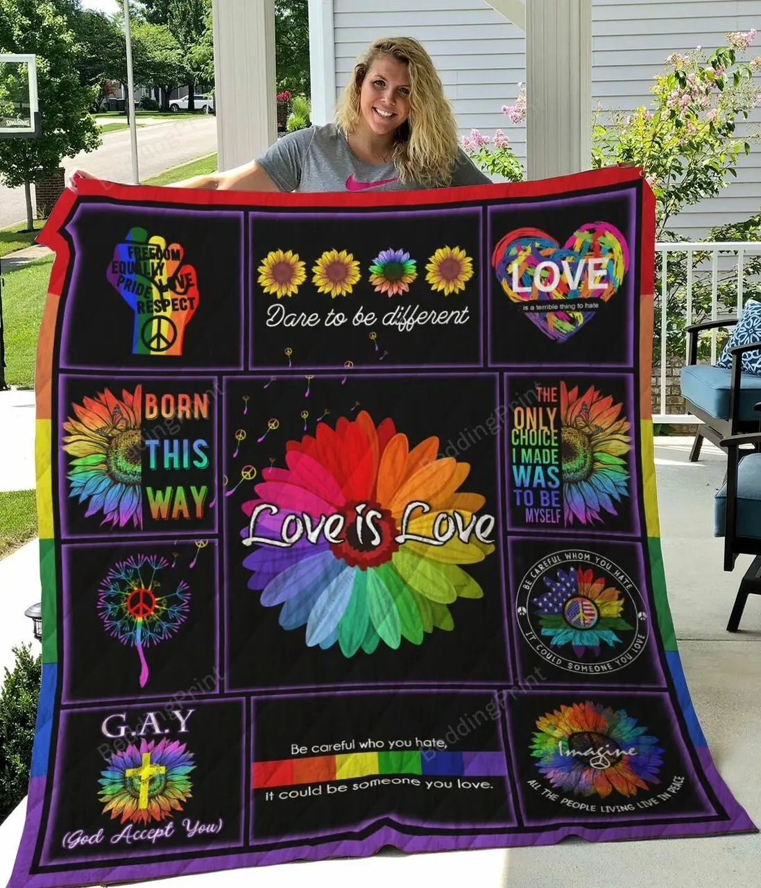 Lgbt Pride Born This Way Quilt Blanket Great Customized Blanket Gifts For Birthday Christmas Thanksgiving and Home Decor